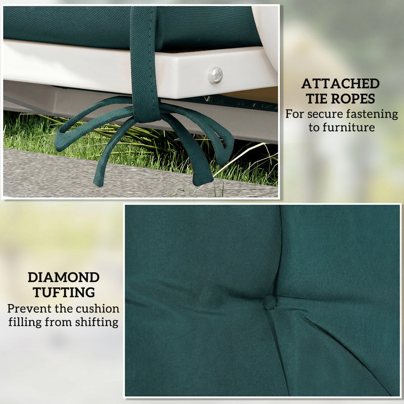 Outdoor Bench Cushion for 2 Seater Benches and Swing Chairs with Tie Fastenings Green AOSOM