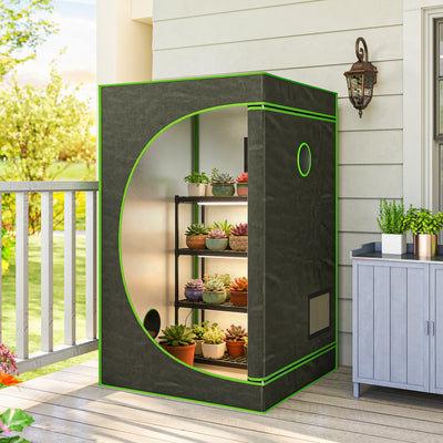 Hydroponic Indoor Grow Tent With Reflective Mylar And Observation Window For Growing Indoor Plants Outsunny