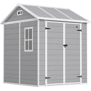 6 x 6ft Garden Storage Shed With Floor Window and Lockable Door for Outdoor Tools Grey