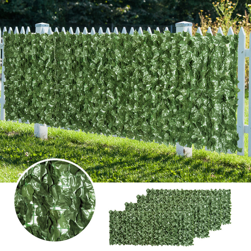 Dark Green 4 Piece Artificial Leaf Hedge Screen For Garden Privacy And Outdoor Decor
