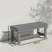 Wooden Garden Bench for Two with Curved Seat and Water Resistant Finish Grey Outsunny