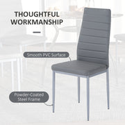 Five Piece Dining Set With Padded Chairs And Tempered Glass Table For Kitchen Grey