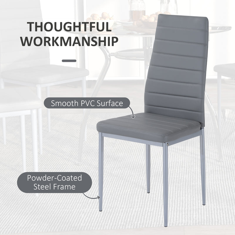 Five Piece Dining Set With Padded Chairs And Tempered Glass Table For Kitchen Grey