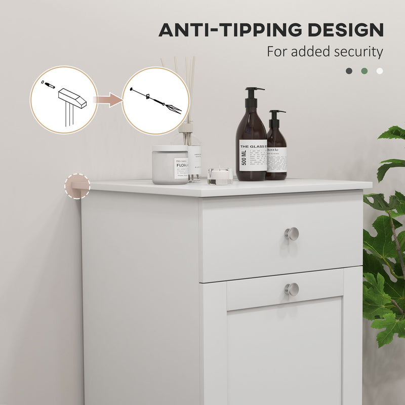 Single Hamper Laundry Storage Cabinet With Tilt Out Design For Bathroom Or Bedroom White