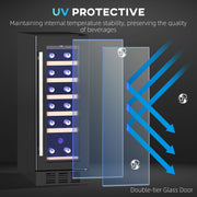 Black 19 Bottle Wine Fridge with Wooden Rack and Adjustable Temperature by HOMCOM