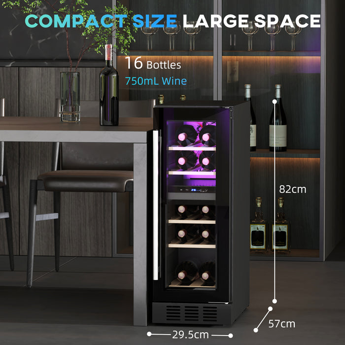 Black Dual Zone Wine Fridge 16 Bottle Capacity 5-18℃ by HOMCOM