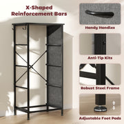 4 Drawer Fabric Storage Chest With Metal Frame For Bedroom Or Hallway, Charcoal Grey