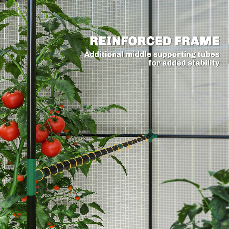 Two-Room Walk-In Greenhouse with Roll-Up Door & Mesh Windows – 140 x 200cm Outsunny