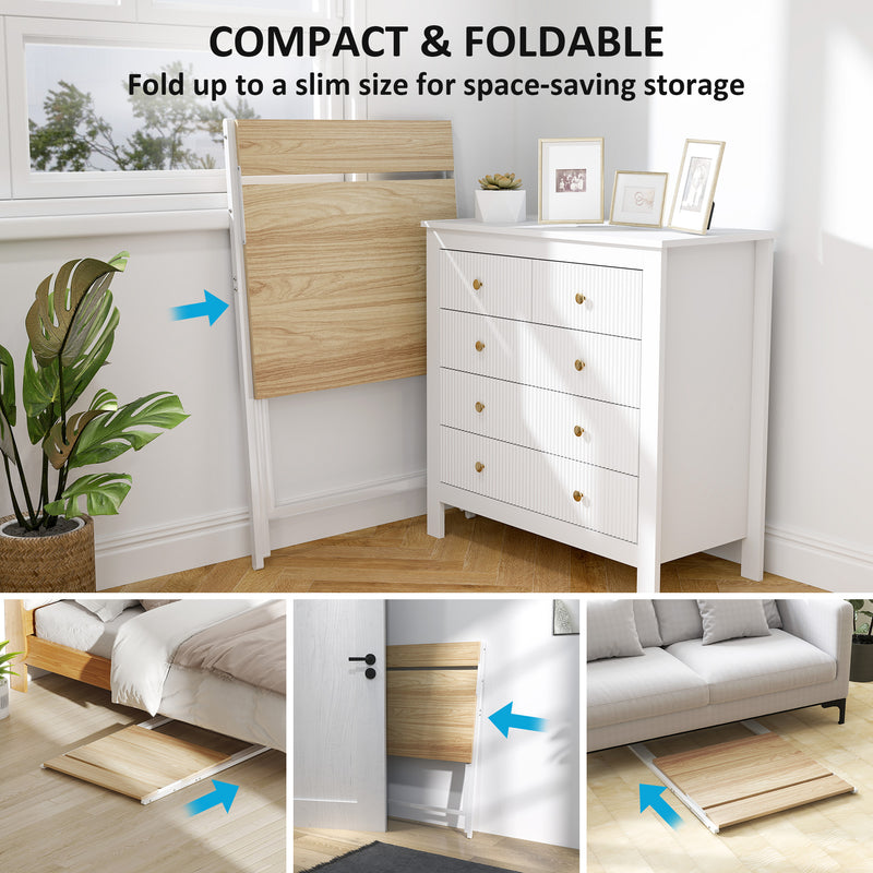 Natural Wood Folding Computer Desk with Monitor Shelf 70 cm Space Saving Design by Homcom