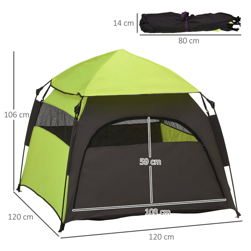 Green Pop Up Dog Tent with Water-Resistant Oxford and Carry Bag for Extra Large Dogs by PawHut