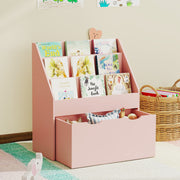 Kids Storage Bookcase with Shelves and Drawer for Bedroom or Playroom Organisation Pink