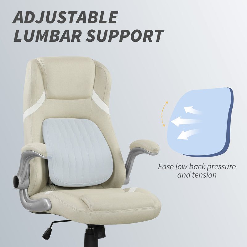 Linen Look Swivel Office Chair with Adjustable Height and Tilt for Home Desk Use Beige