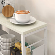 3 Tier Kitchen Trolley with Steel Wire Storage Baskets Ideal for Food Prep White AOSOM