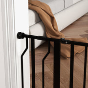 Extra Wide Dog Safety Gate with Walk Through Door for Stairs or Hallways Black