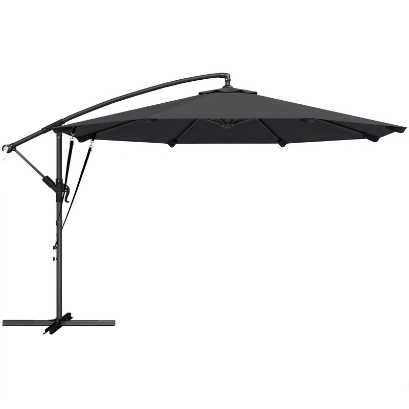 3m Cantilever Parasol with Large Canopy for Easy Garden Shade and Outdoor Dining, Black