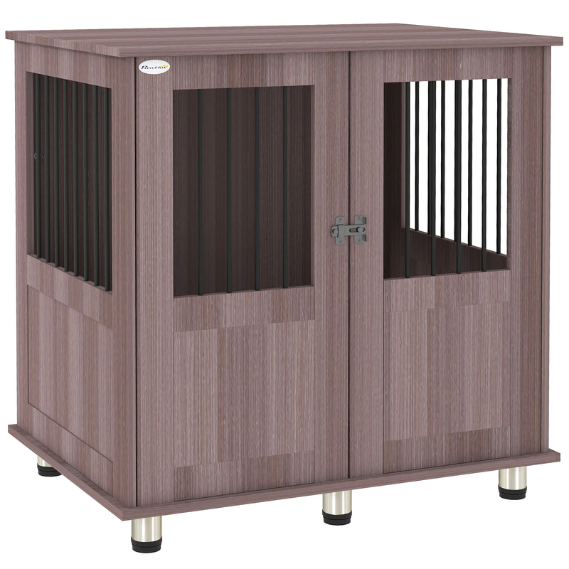 Dog Crate Table for Medium and Large Dogs with Magnetic Door Indoor Use Purple by PawHut