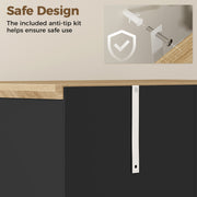 Tall Kitchen Storage Cabinet with 4 Shelves for Organised Worktops and Concealed Storage Black 80 x 48 x 172 cm Homcom