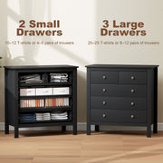 Chest of Drawers with Five Spacious Storage Drawers for Bedroom or Living Room Black AOSOM