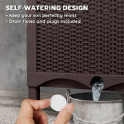 Raised Garden Bed with Trellis Plastic Planter Box with Drainage for Climbing Plants by Outsunny