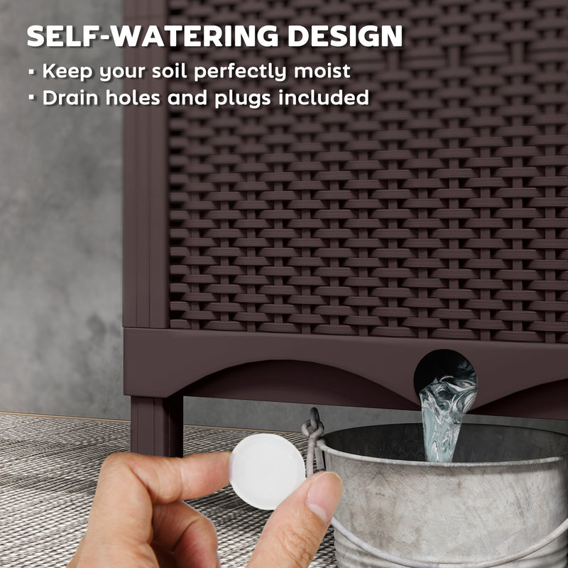 Raised Garden Bed with Trellis Plastic Planter Box with Drainage for Climbing Plants by Outsunny