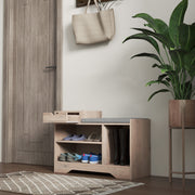 Grey Multi Compartment Shoe Bench with Cushioned Seat by HOMCOM