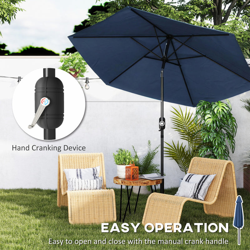 Garden Parasol with Tilt and Crank for Patio Shade and Sun Protection, Navy Blue