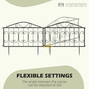 8 Piece Rustproof Metal Garden Fence Panels for Flower Beds and Pet Barrier, Black