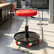 Garage Stool With Tool Tray and Adjustable Height for Organised DIY Projects Orange Homcom