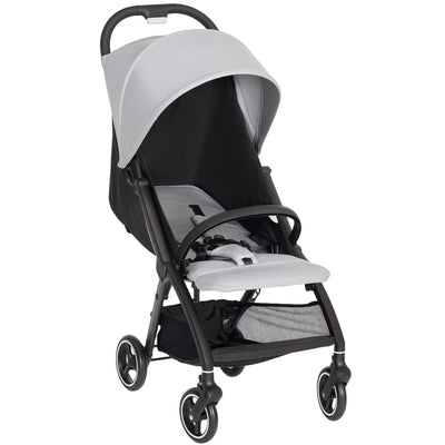 Lightweight Travel Stroller Compact Pushchair with Recline Canopy and Storage Basket Light Grey AOSOM