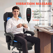 Massage Office Chair with Lumbar Heat and Reclining Back for Desk Comfort Black AOSOM