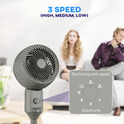 Oscillating Floor Fan with Adjustable Airflow for Home or Office Cooling Grey AOSOM