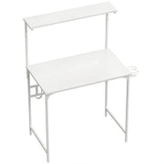 Computer Desk with Shelves and Cup Holder for Small Spaces White AOSOM