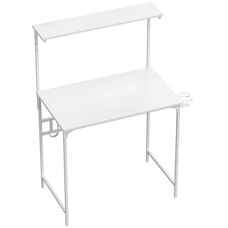Computer Desk with Shelves and Cup Holder for Small Spaces White AOSOM