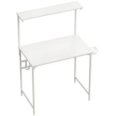 Computer Desk with Shelves and Cup Holder for Small Spaces White AOSOM
