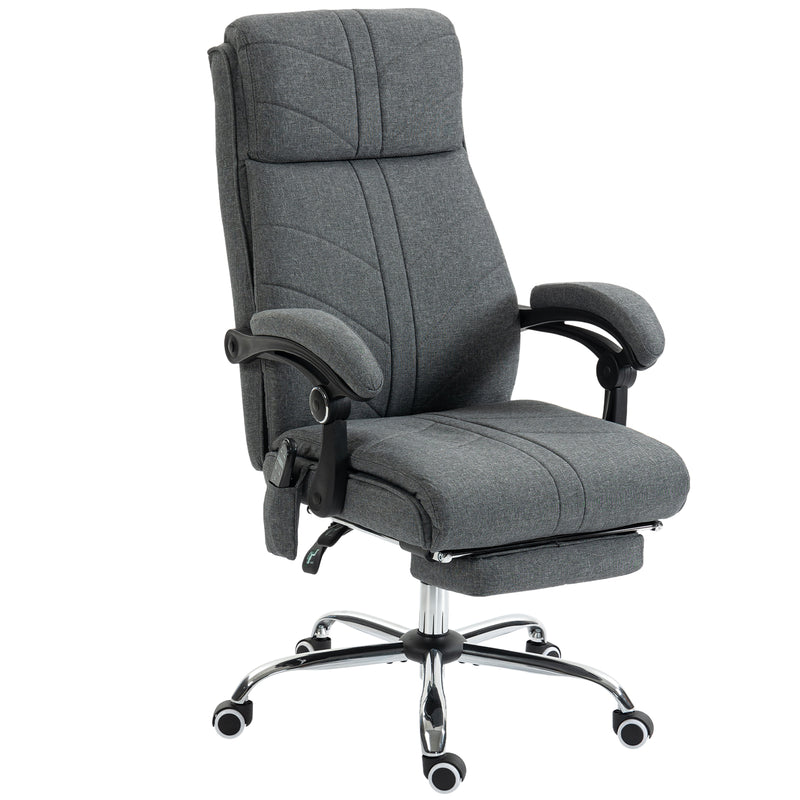 Massage Office Chair with Lumbar Heat and Adjustable Support for Home Working Grey AOSOM