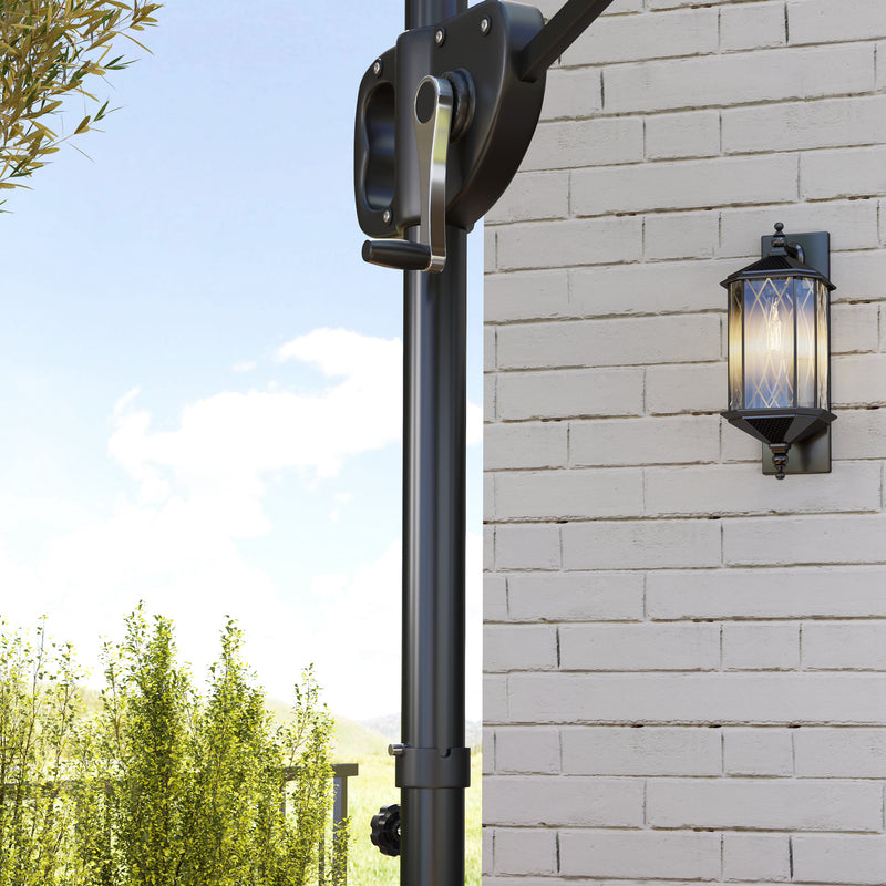 Khaki 3m Square Cantilever Parasol with Weighted Base Double Top with Crank Tilt by Outsunny