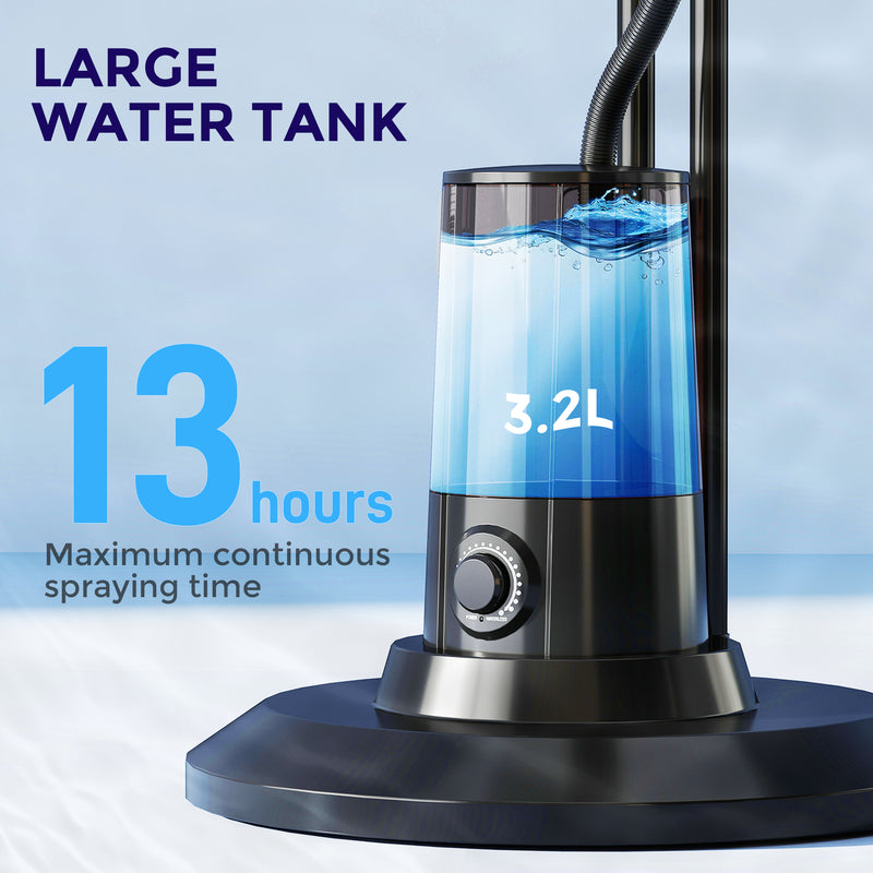 120cm Pedestal Misting Fan with 4 Speeds 3 Modes and 3.2L Tank for Home Use