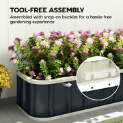 Raised Garden Bed for Easy and Safe Home Planting with Tool-Free Assembly, Dark Grey Outsunny