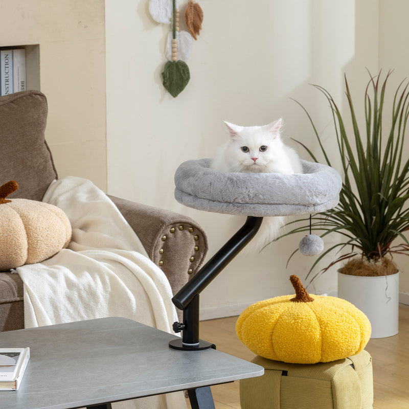 Rotatable Cat Hammock Bed for Desk or Window with Adjustable Angle Support Grey AOSOM