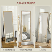 Two Tone Full Length Mirror White and Oak Effect 162 cm Tall Modern Bedroom Decor
