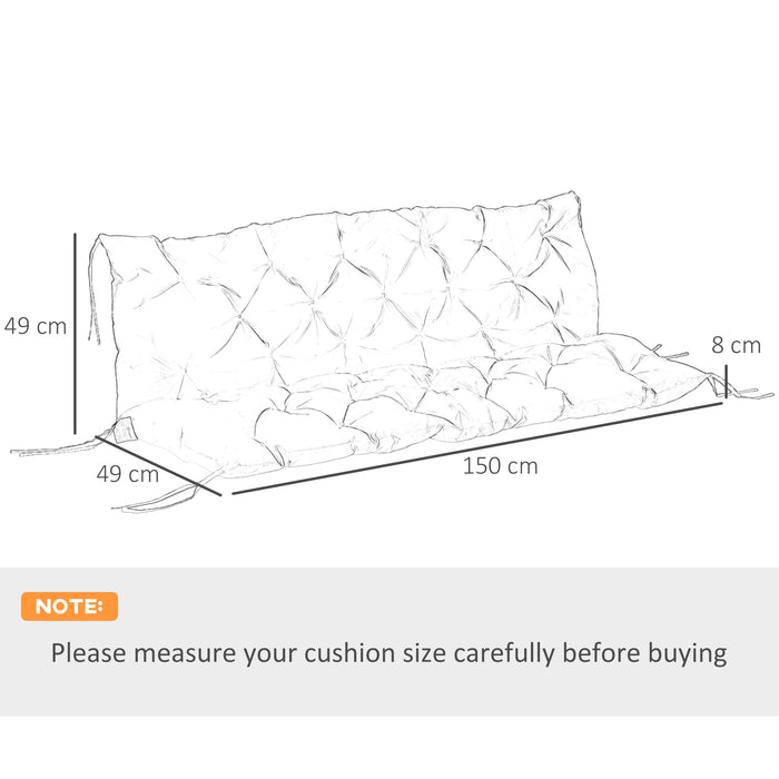 Khaki Three Seater Bench Cushion Weather Resistant Outdoor Pad by Outsunny
