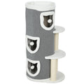 PawHut 101 cm Cat Tree with Sisal Scratching Posts, 3 Barrel Condos, 3 Platforms, for Indoor Cats to Rest and Play