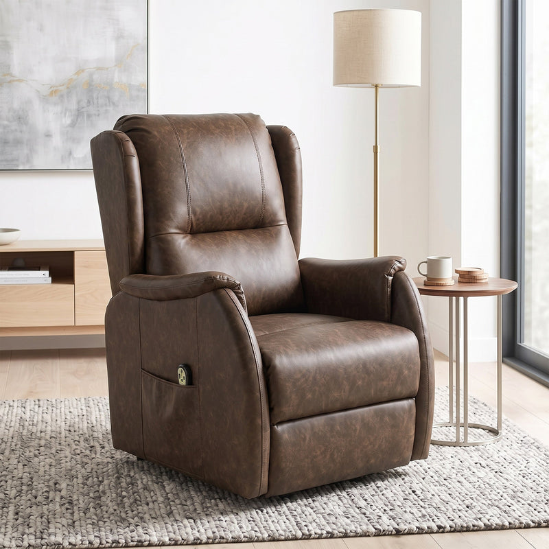 Electric Recliner Armchair Power Lift Brown - detail 5
