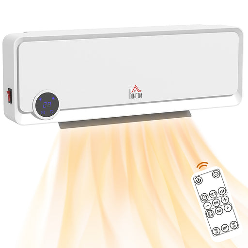 Wall Mounted Electric Heater with Timer and Remote Ideal for Home or Office Use White