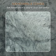 Three Step Dog Stairs With Washable Plush Cover For High Beds And Sofas Light Grey By PawHut