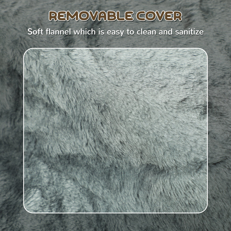 Three Step Dog Stairs With Washable Plush Cover For High Beds And Sofas Light Grey By PawHut