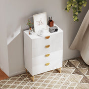 White Chest of Four Drawers With With Gold Legs Elegant Bedroom Storage Unit by HOMCOM