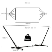 Double Garden Hammock with Adjustable Steel Stand and Pillow for Patio or Beach Green Stripes AOSOM