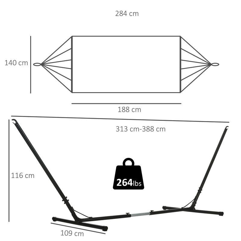 Double Garden Hammock with Adjustable Steel Stand and Pillow for Patio or Beach Green Stripes AOSOM