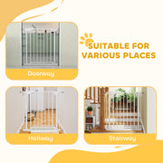 Pressure Fit Pet Safety Gate With One Hand And Two Way Opening For Doorways, White AOSOM